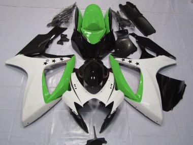 2006-2007 Suzuki GSXR 600 / GSXR 750 Motorcycle Fairings - Green White Glossy Black Star Canada Websites