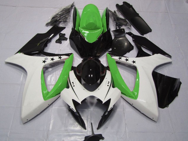 2006-2007 Suzuki GSXR 600 / GSXR 750 Motorcycle Fairings - Green White Glossy Black Star Canada Websites