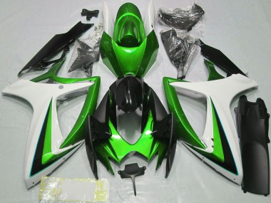 2006-2007 Suzuki GSXR 600 / GSXR 750 Motorcycle Fairings - Green White Glossy Black Canada Websites