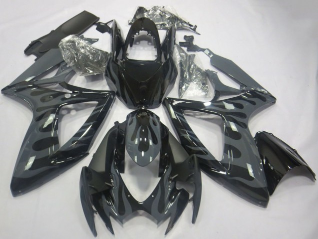 2006-2007 Suzuki GSXR 600 / GSXR 750 Motorcycle Fairings - Grey Black Flame Canada Websites