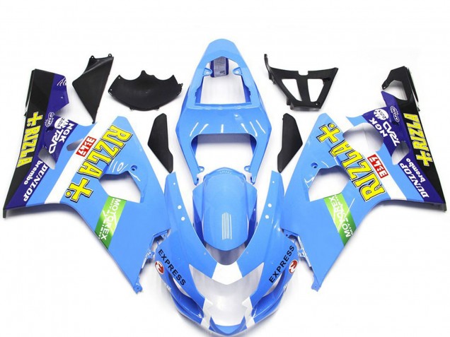 2004-2005 Suzuki GSXR 600 / GSXR 750 Motorcycle Fairings - Light Blue Green Yellow Rizla Style Canada Websites