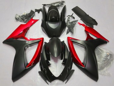 2006-2007 Suzuki GSXR 600 / GSXR 750 Motorcycle Fairings - Matte Black Red Canada Websites