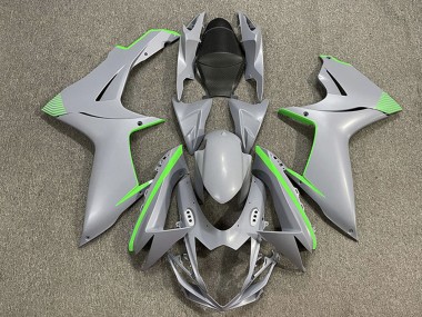 2011-2024 Suzuki GSXR 600 / GSXR 750 Motorcycle Fairings - Matte Nardo Grey Green Accents Canada Websites