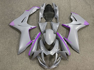 2011-2024 Suzuki GSXR 600 / GSXR 750 Motorcycle Fairings - Matte Nardo Grey Purple Accents Canada Websites