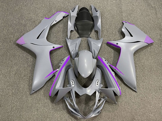 2011-2024 Suzuki GSXR 600 / GSXR 750 Motorcycle Fairings - Matte Nardo Grey Purple Accents Canada Websites