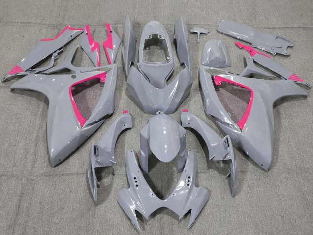 2006-2007 Suzuki GSXR 600 / GSXR 750 Motorcycle Fairings - Nardo Grey and Pink Trim Canada Websites