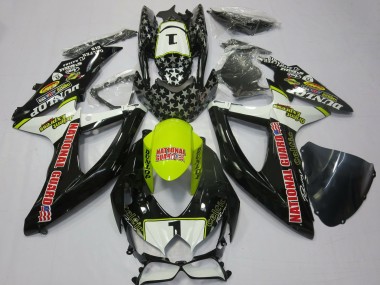 2008-2010 Suzuki GSXR 600 / GSXR 750 Motorcycle Fairings - White Yellow Red Black National Guard Canada Websites