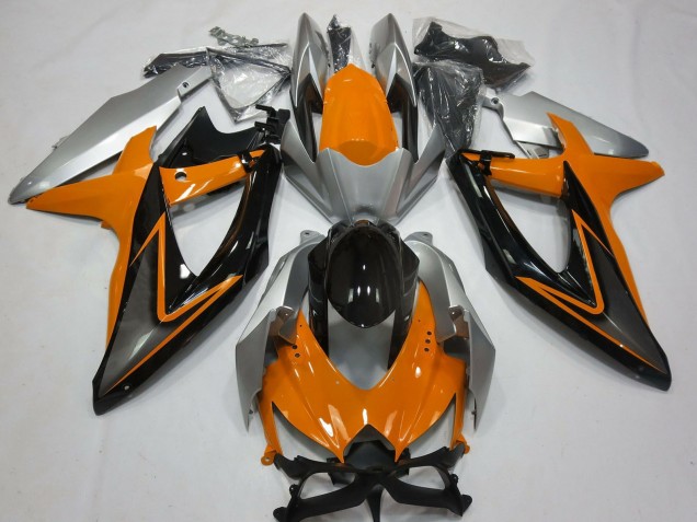 2008-2010 Suzuki GSXR 600 / GSXR 750 Motorcycle Fairings - Silver Orange Glossy Black Canada Websites