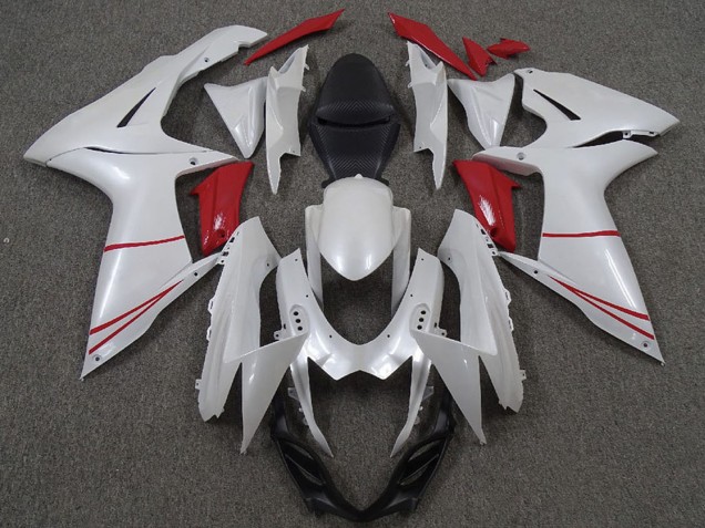 2011-2024 Suzuki GSXR 600 / GSXR 750 Motorcycle Fairings - Pearl White and Red Canada Websites