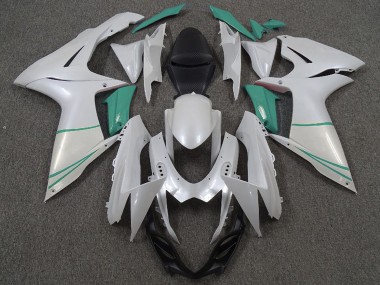 2011-2024 Suzuki GSXR 600 / GSXR 750 Motorcycle Fairings - Pearl White and T Blue Canada Websites