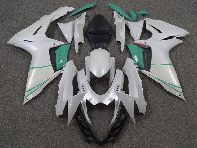 2011-2024 Suzuki GSXR 600 / GSXR 750 Motorcycle Fairings - Pearl White and T Blue Canada Websites