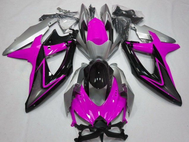 2008-2010 Suzuki GSXR 600 / GSXR 750 Motorcycle Fairings - Silver Pink Glossy Black Canada Websites