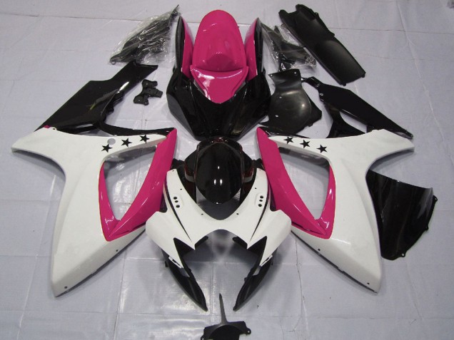 2006-2007 Suzuki GSXR 600 / GSXR 750 Motorcycle Fairings - Pink White Glossy Black Star Canada Websites