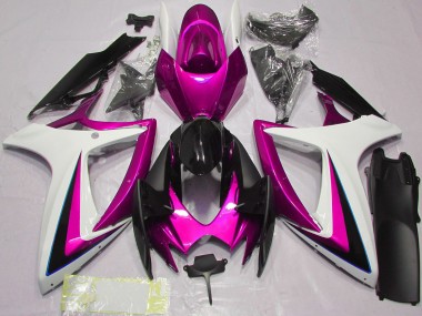 2006-2007 Suzuki GSXR 600 / GSXR 750 Motorcycle Fairings - White Pink Glossy Black Canada Websites