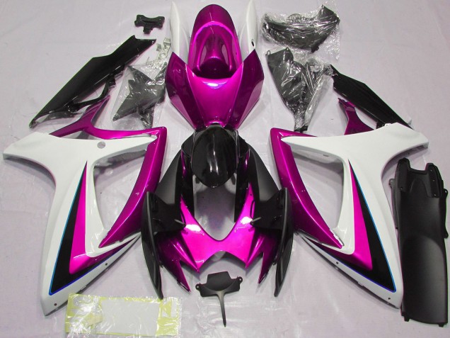 2006-2007 Suzuki GSXR 600 / GSXR 750 Motorcycle Fairings - White Pink Glossy Black Canada Websites