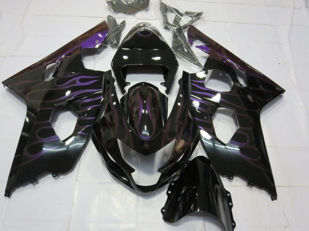 2004-2005 Suzuki GSXR 600 / GSXR 750 Motorcycle Fairings - Glossy Black Purple Flame Canada Websites