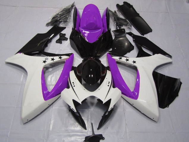 2006-2007 Suzuki GSXR 600 / GSXR 750 Motorcycle Fairings - Purple White Glossy Black Star Canada Websites