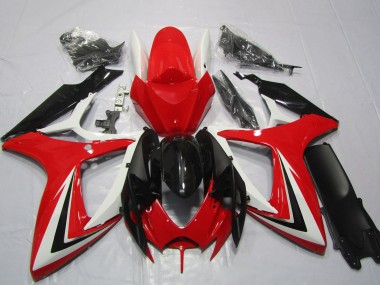 2006-2007 Suzuki GSXR 600 / GSXR 750 Motorcycle Fairings - White Red Glossy Black Stripe Canada Websites