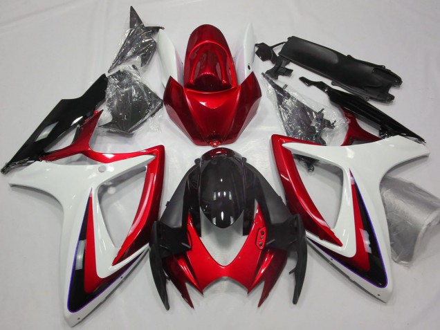 2006-2007 Suzuki GSXR 600 / GSXR 750 Motorcycle Fairings - White Red Glossy Black Canada Websites