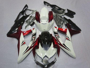 2008-2010 Suzuki GSXR 600 / GSXR 750 Motorcycle Fairings - White Red Glossy Black Canada Websites