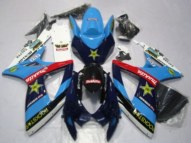 2006-2007 Suzuki GSXR 600 / GSXR 750 Motorcycle Fairings - Blue White Red Glossy Black Rockstar Canada Websites