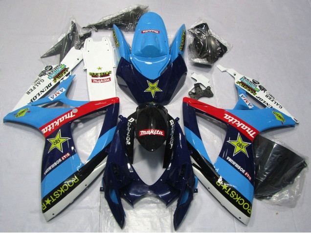 2006-2007 Suzuki GSXR 600 / GSXR 750 Motorcycle Fairings - Blue White Red Glossy Black Rockstar Canada Websites