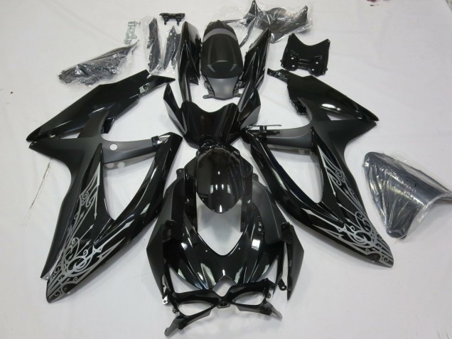 2008-2010 Suzuki GSXR 600 / GSXR 750 Motorcycle Fairings - Glossy Black Silver Canada Websites
