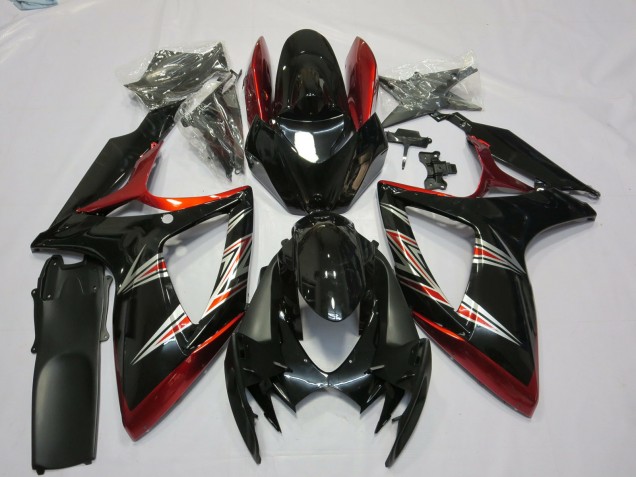 2006-2007 Suzuki GSXR 600 / GSXR 750 Motorcycle Fairings - Red Glossy Black Canada Websites