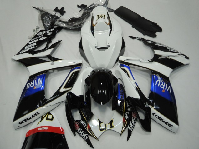 2006-2007 Suzuki GSXR 600 / GSXR 750 Motorcycle Fairings - White Blue Glossy Black Viru Canada Websites
