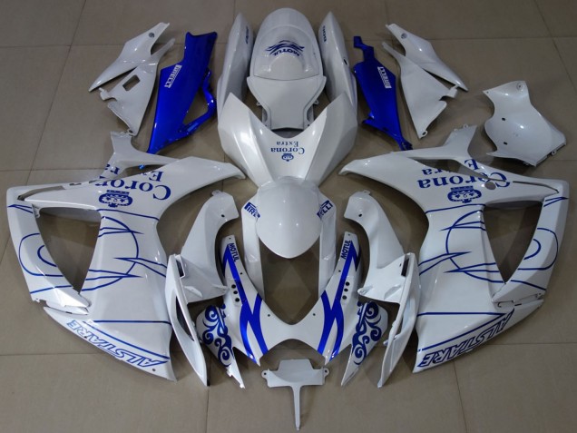 2006-2007 Suzuki GSXR 600 / GSXR 750 Motorcycle Fairings - White Blue Corona Alstare Canada Websites