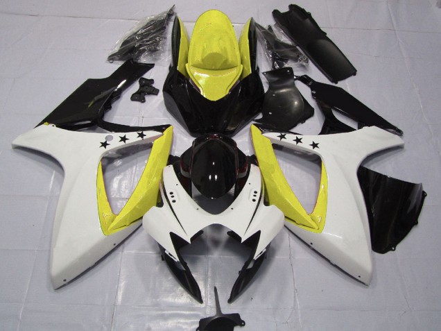 2006-2007 Suzuki GSXR 600 / GSXR 750 Motorcycle Fairings - Yellow White Glossy Black Star Canada Websites