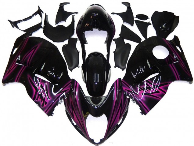 1996-2007 Suzuki GSXR 1300 Motorcycle Fairings - Glossy Black Purple Flame Canada Websites