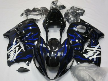 1996-2007 Suzuki GSXR 1300 Motorcycle Fairings - Glossy Black Blue Flame Canada Websites