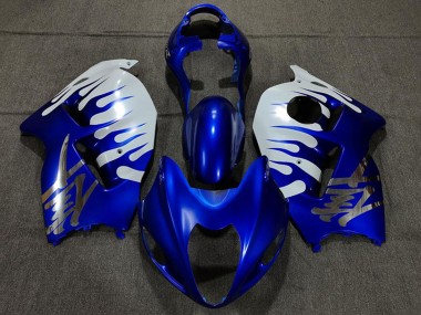 1996-2007 Suzuki GSXR 1300 Motorcycle Fairings - White Blue Flame Canada Websites