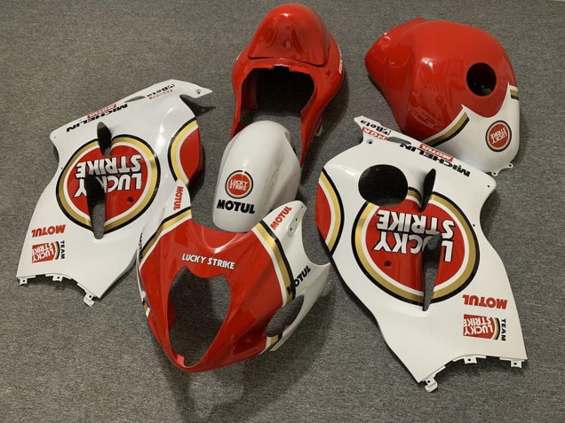 1996-2007 Suzuki GSXR 1300 Motorcycle Fairings - White Red Lucky Strike Canada Websites