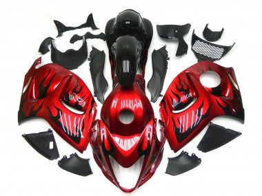 2008-2020 Suzuki GSXR 1300 Motorcycle Fairings - Red with Black Flame Canada Websites