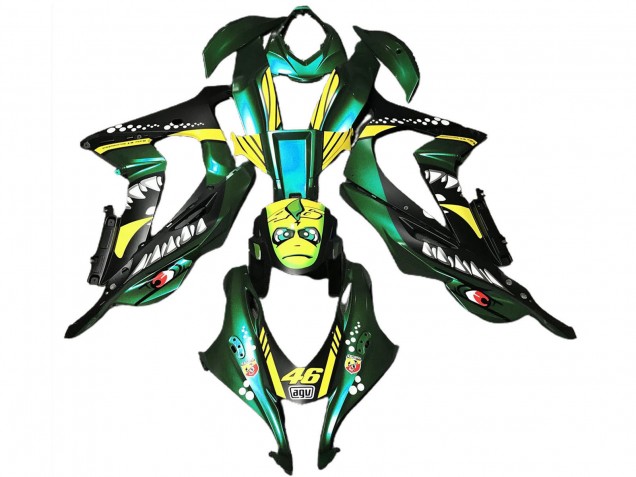 2016-2020 Kawasaki ZX10R Motorcycle Fairings - Forest Green Yellow Shark 46 Canada Websites