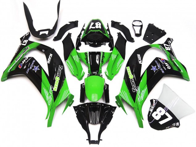 2016-2020 Kawasaki ZX10R Motorcycle Fairings - Green Glossy Black Team Green Star 87 Canada Websites
