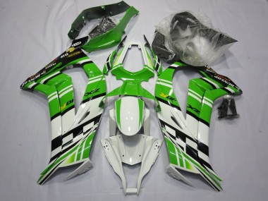 2011-2015 Kawasaki ZX10R Motorcycle Fairing - White Green Yellow Black Maxxis Dunlop Canada Websites