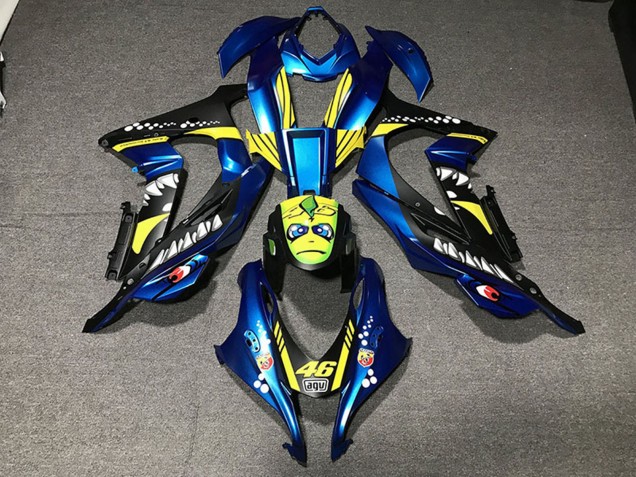 2016-2020 Kawasaki ZX10R Motorcycle Fairings - Metallic Blue Yellow Shark 46 Canada Websites