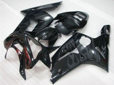 2003-2004 Kawasaki ZX6R Motorcycle Fairings - Glossy Black Grey Flame Canada Websites