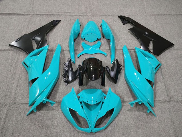 2009-2012 Kawasaki ZX6R Motorcycle Fairing Kits - Blue Glossy Black Canada Websites