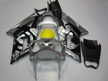 2003-2004 Kawasaki ZX6R Motorcycle Fairings - Silver Yellow Glossy Black Canada Websites