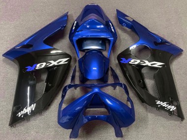 2003-2004 Kawasaki ZX6R Motorcycle Fairings - Blue Glossy Black Canada Websites
