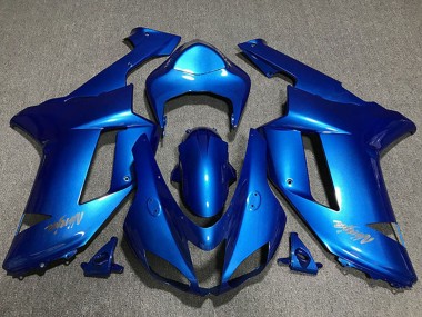 2007-2008 Kawasaki ZX6R Motorcycle Fairings - Glossy Blue Chrome Logo Canada Websites