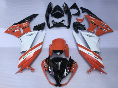 2009-2012 Kawasaki ZX6R Motorcycle Fairings - Orange White Glossy Black Elf Touch4 Bridgestone Canada Websites