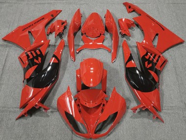 2009-2012 Kawasaki ZX6R Motorcycle Fairings - Red Glossy Black Punisher Canada Websites