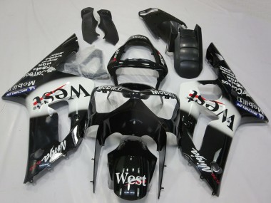 2003-2004 Kawasaki ZX6R Motorcycle Fairings - Glossy Black White West Canada Websites