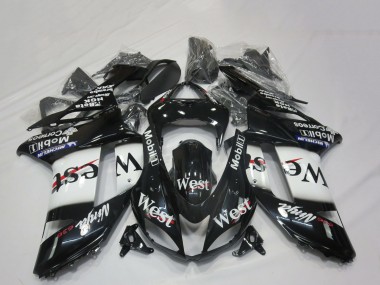 2007-2008 Kawasaki ZX6R Motorcycle Fairings - Glossy Black White West Canada Websites