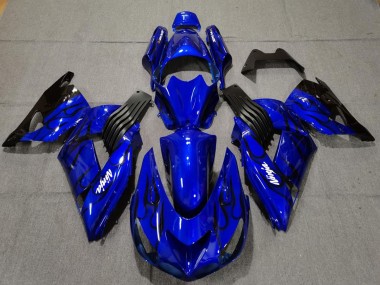2006-2011 Kawasaki ZX14R Motorcycle Fairings - Blue Black Flame Canada Websites